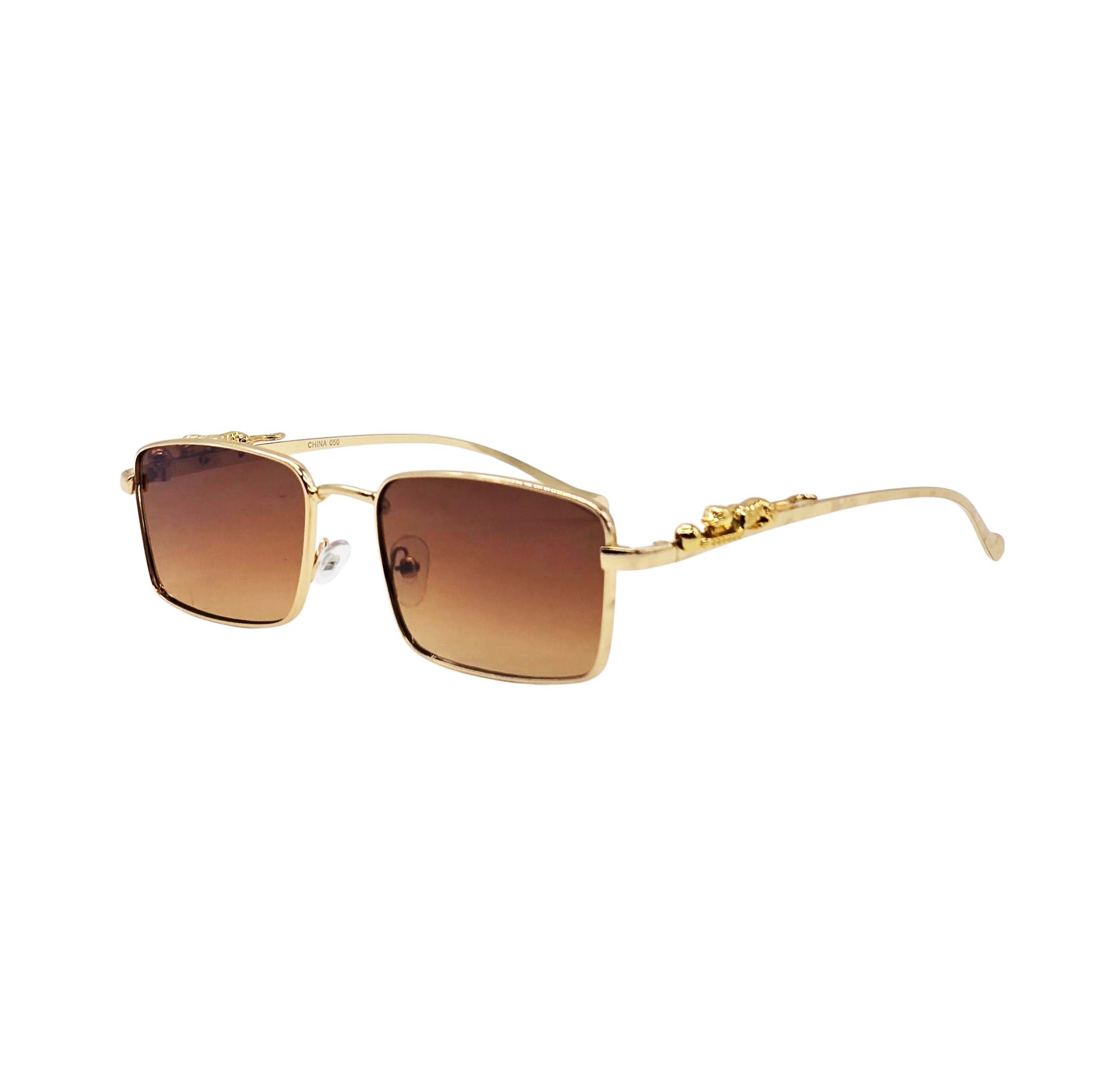 BROWN/GOLD DESIGNER SUNGLASSES (J7483)