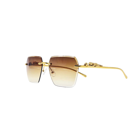 BROWN/GOLD DESIGNER SUNGLASSES (J7416)
