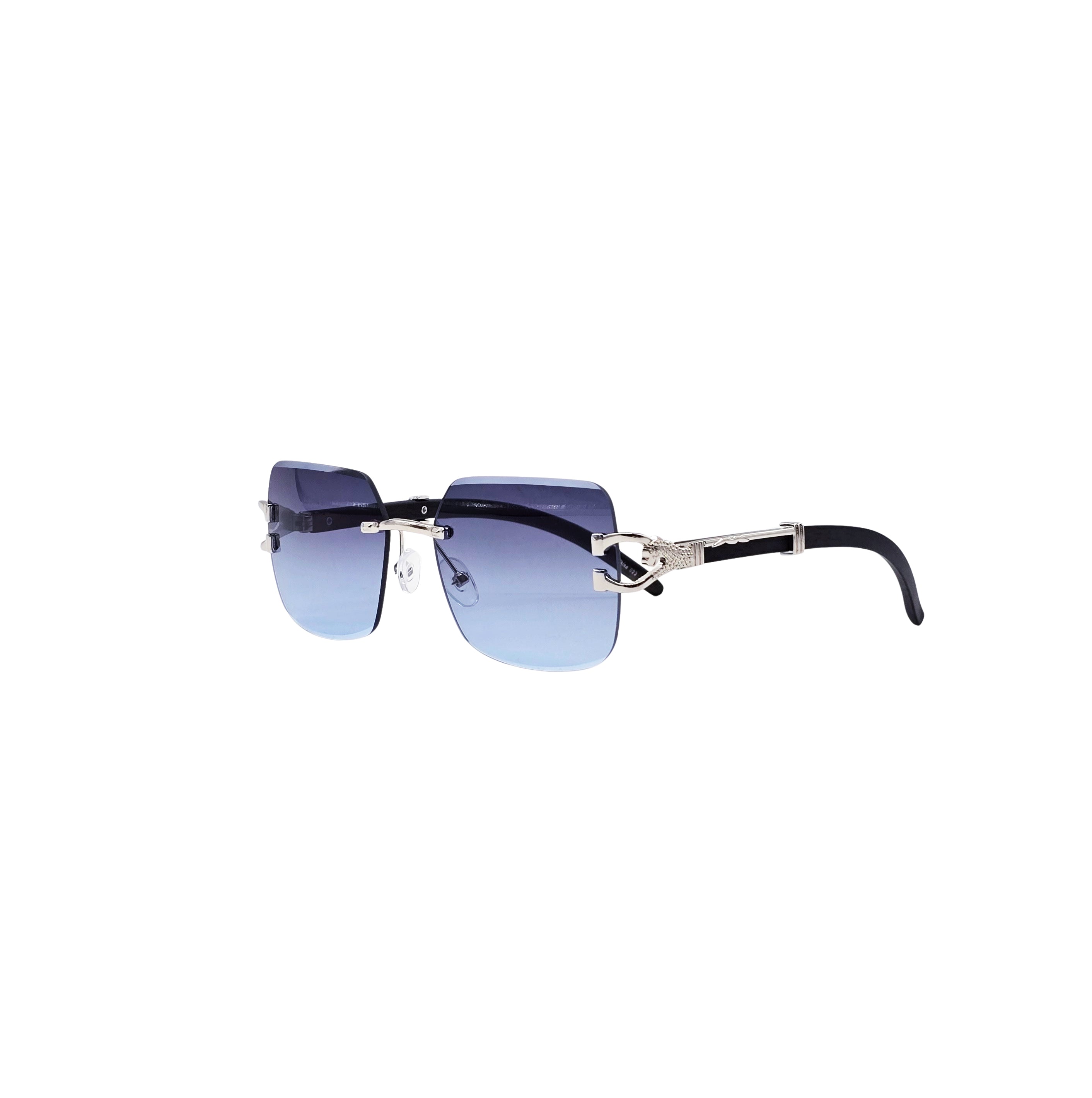 BLUE/BLACK/SILVER DESIGNER SUNGLASSES (J7418)