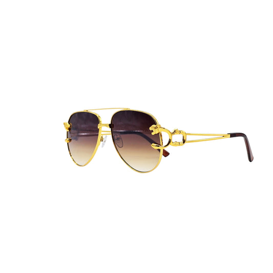 BROWN/GOLD DESIGNER SUNGLASSES (J7486P)