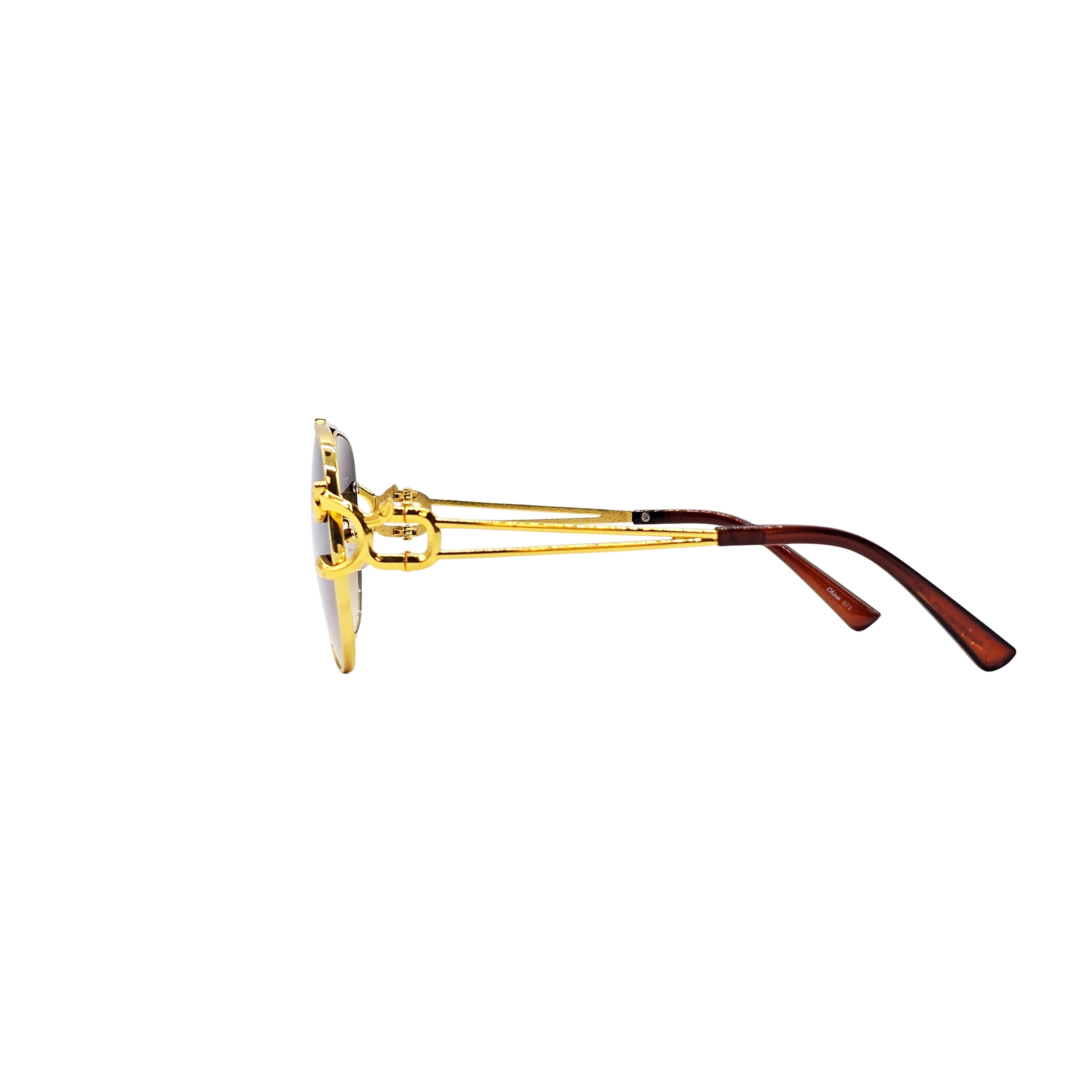 BROWN/GOLD DESIGNER SUNGLASSES (J7486P)