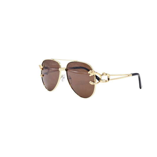BROWN/ROSE GOLD DESIGNER SUNGLASSES (J7486P)