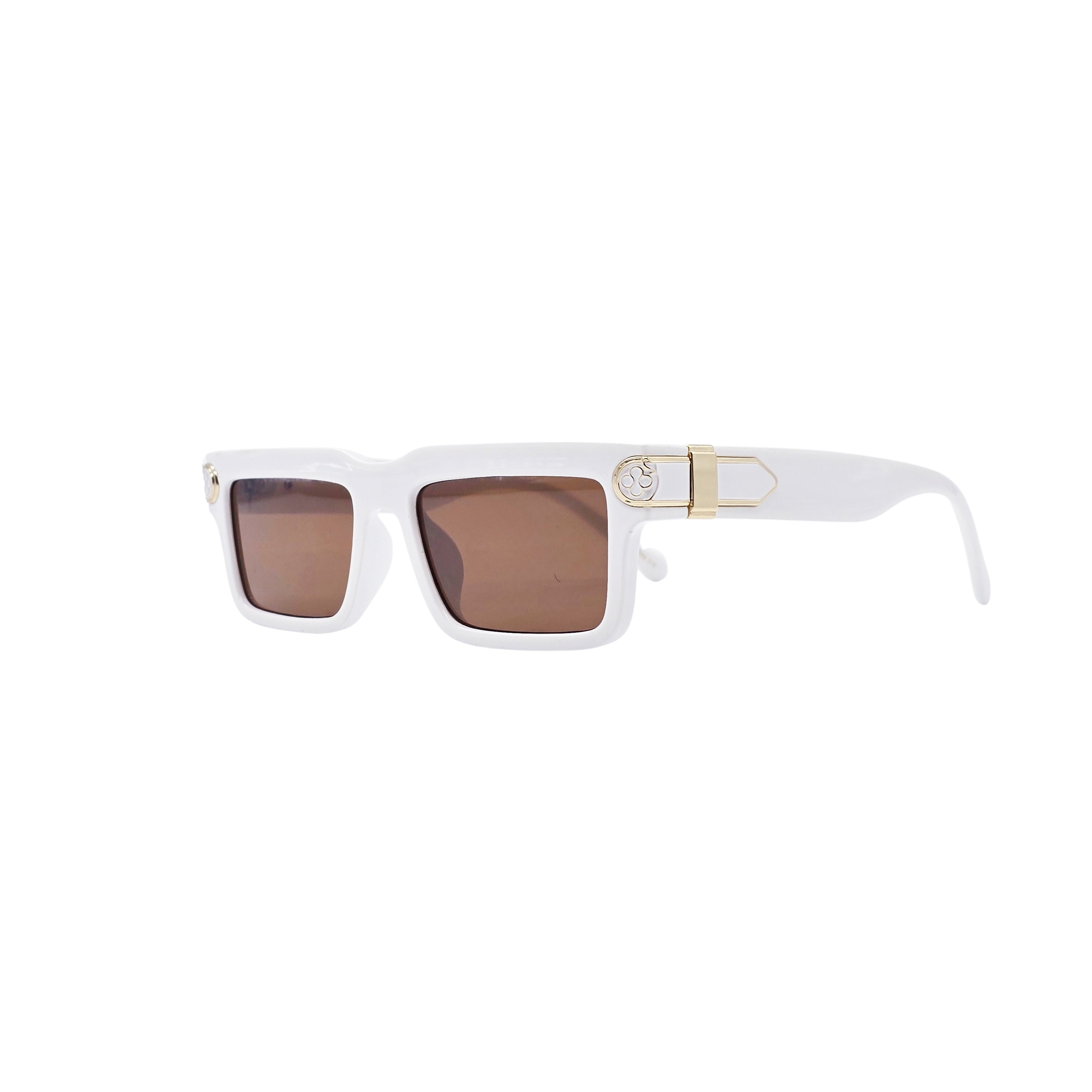 WHITE/BROWN DESIGNER SUNGLASSES (J7454P)