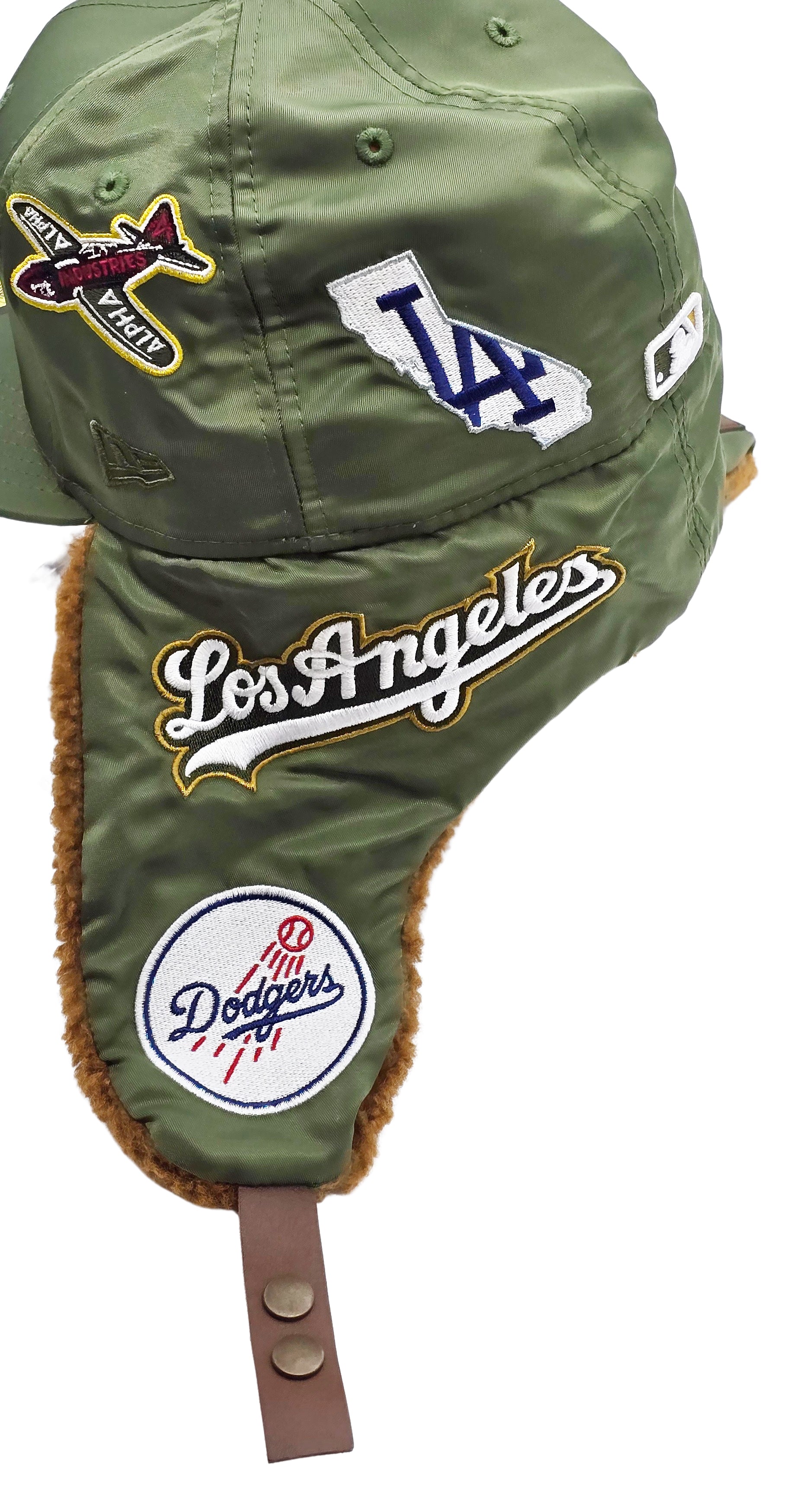 NEW ERA 59FIFTY MLB ALPHA INDUSTRIES X LOS ANGELES DODGERS DOG EAR OLIVE GREEN FITTED HAT