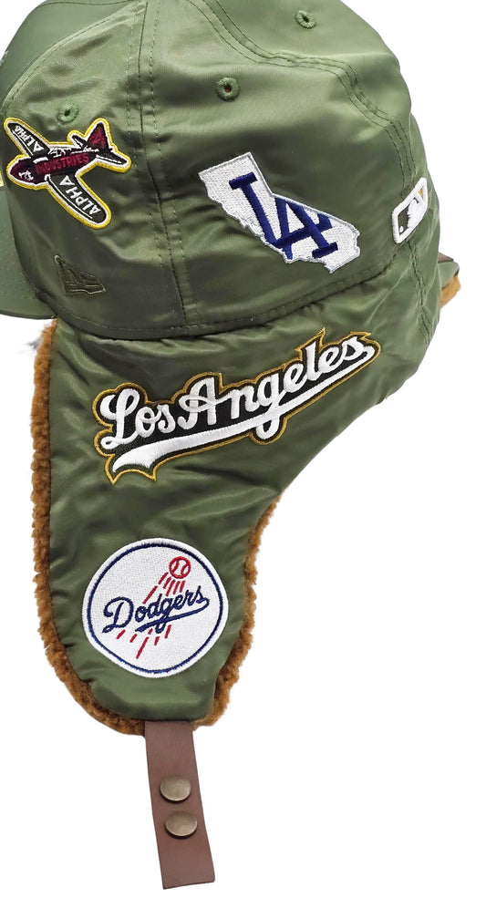 NEW ERA 59FIFTY MLB ALPHA INDUSTRIES X LOS ANGELES DODGERS DOG EAR OLIVE GREEN FITTED HAT