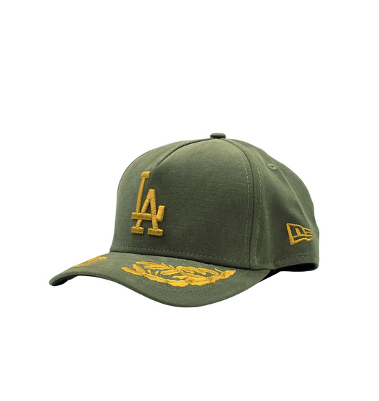 NEW ERA 9FORTY M-CROWN MLB ALPHA INDUSTRIES X LOS ANGELES DODGERS OLIVE SNAPBACK CAP