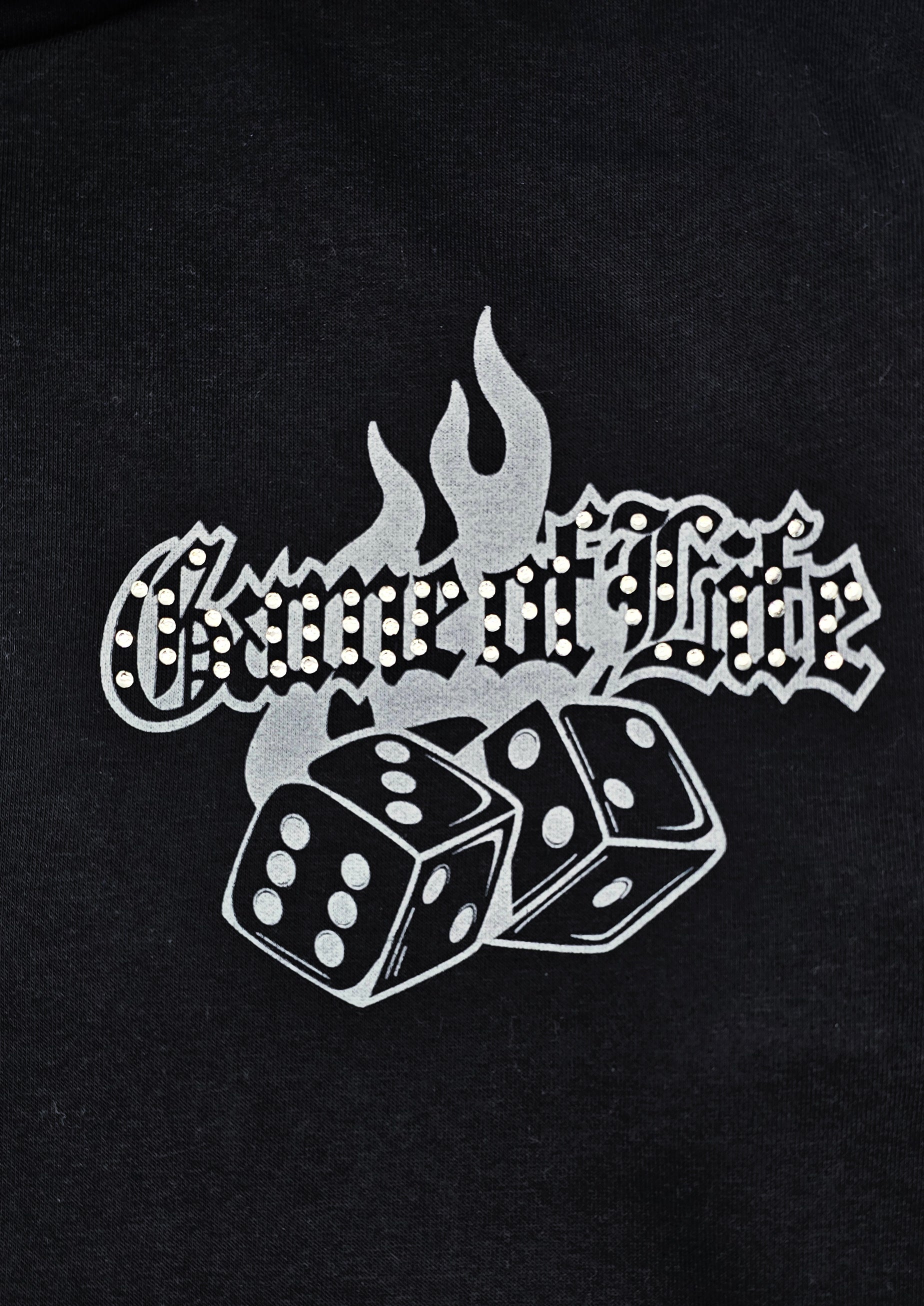 PJ MARK BLEECKER & MERCER MEN'S 2PIECE RHINESTONE GAME OF LIFE, PARADISE GRAPHIC BLACK PULLOVER & STACKED PANTS SET