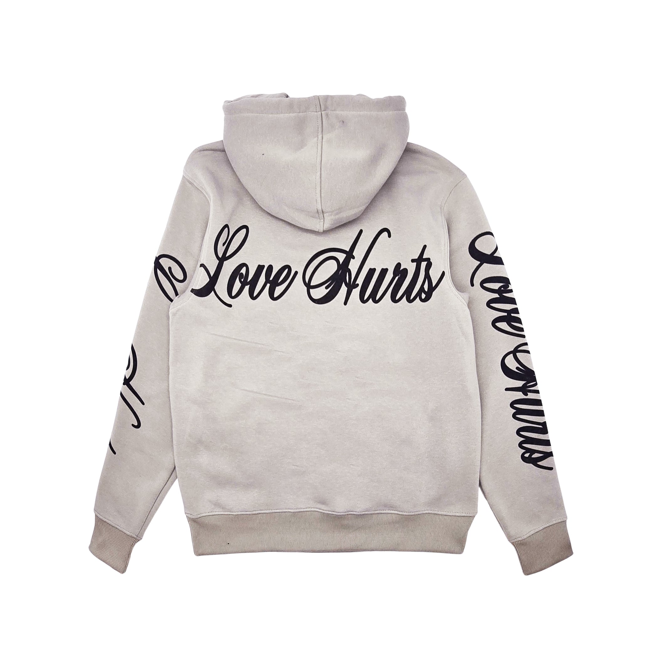 PJ MARK BLEECKER & MERCER MEN'S 2PIECE RHINESTONE LOVE HURTS GRAPHIC OYESTER GREY PULLOVER & STACKED PANTS SET