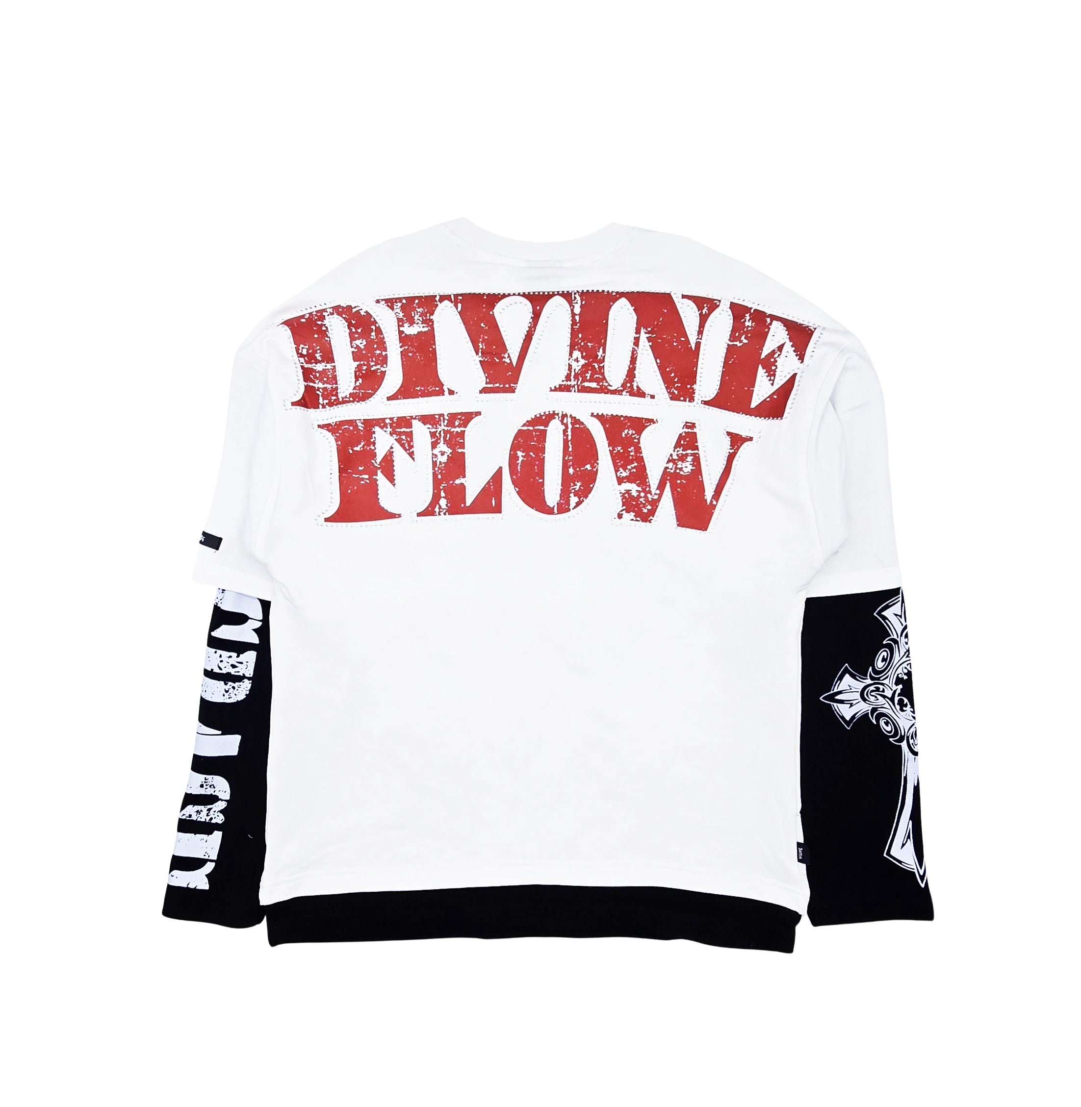 SWITCH MEN'S LONG SLEEVE RHINESTONE ENDLESS GRAPHIC T-SHIRT (WHITE)