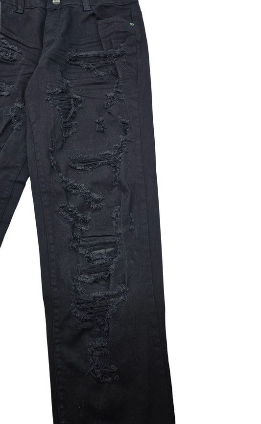 SWITCH REMARKABLE MEN'S LOOSE FIT RIPPED DENIM JEANS (JET BLACK)