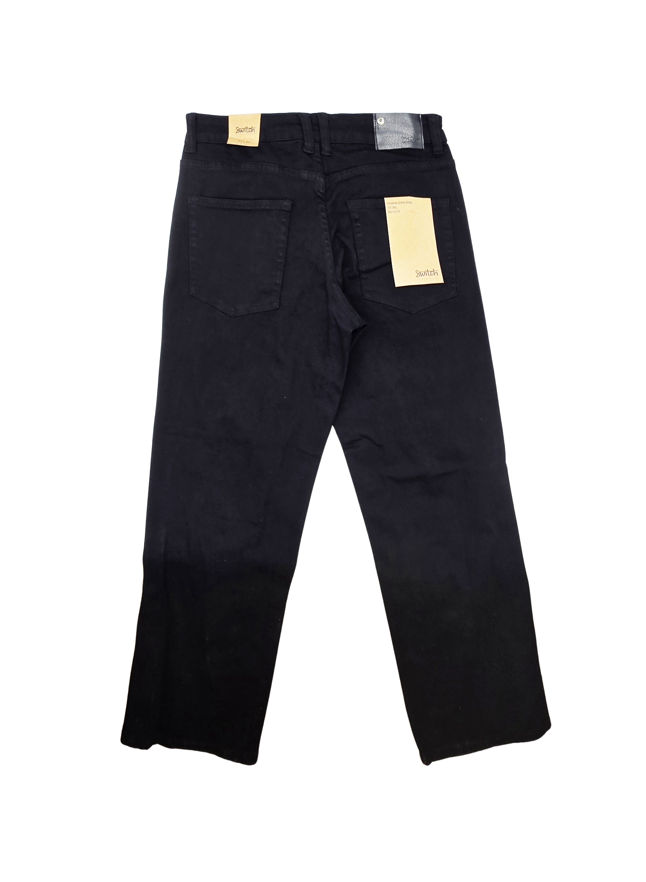 SWITCH REMARKABLE MEN'S LOOSE FIT RIPPED DENIM JEANS (JET BLACK)