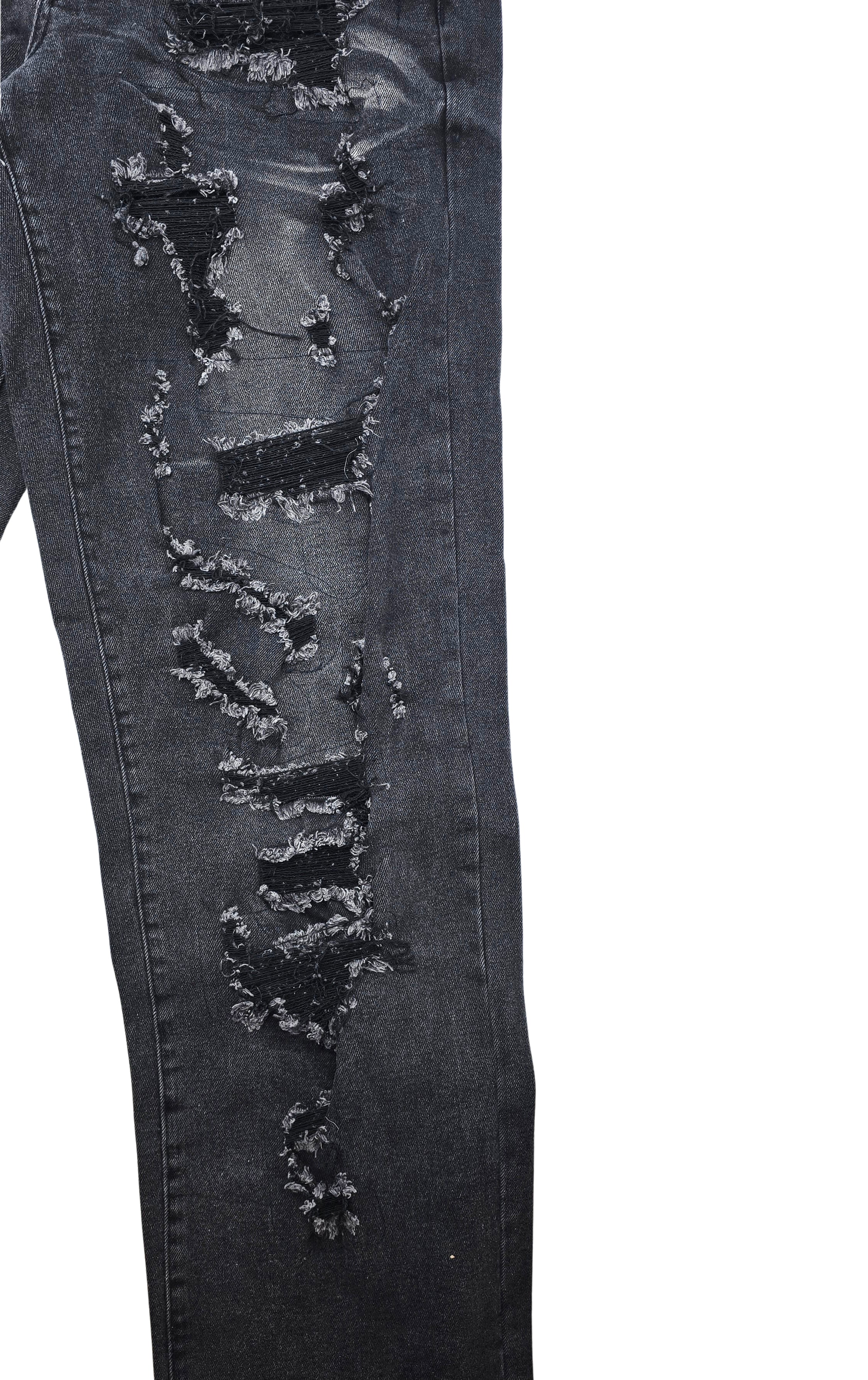 SWITCH REMARKABLE MEN'S LOOSE FIT RIPPED DENIM JEANS (BLACK)