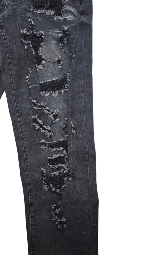 SWITCH REMARKABLE MEN'S LOOSE FIT RIPPED DENIM JEANS (BLACK)