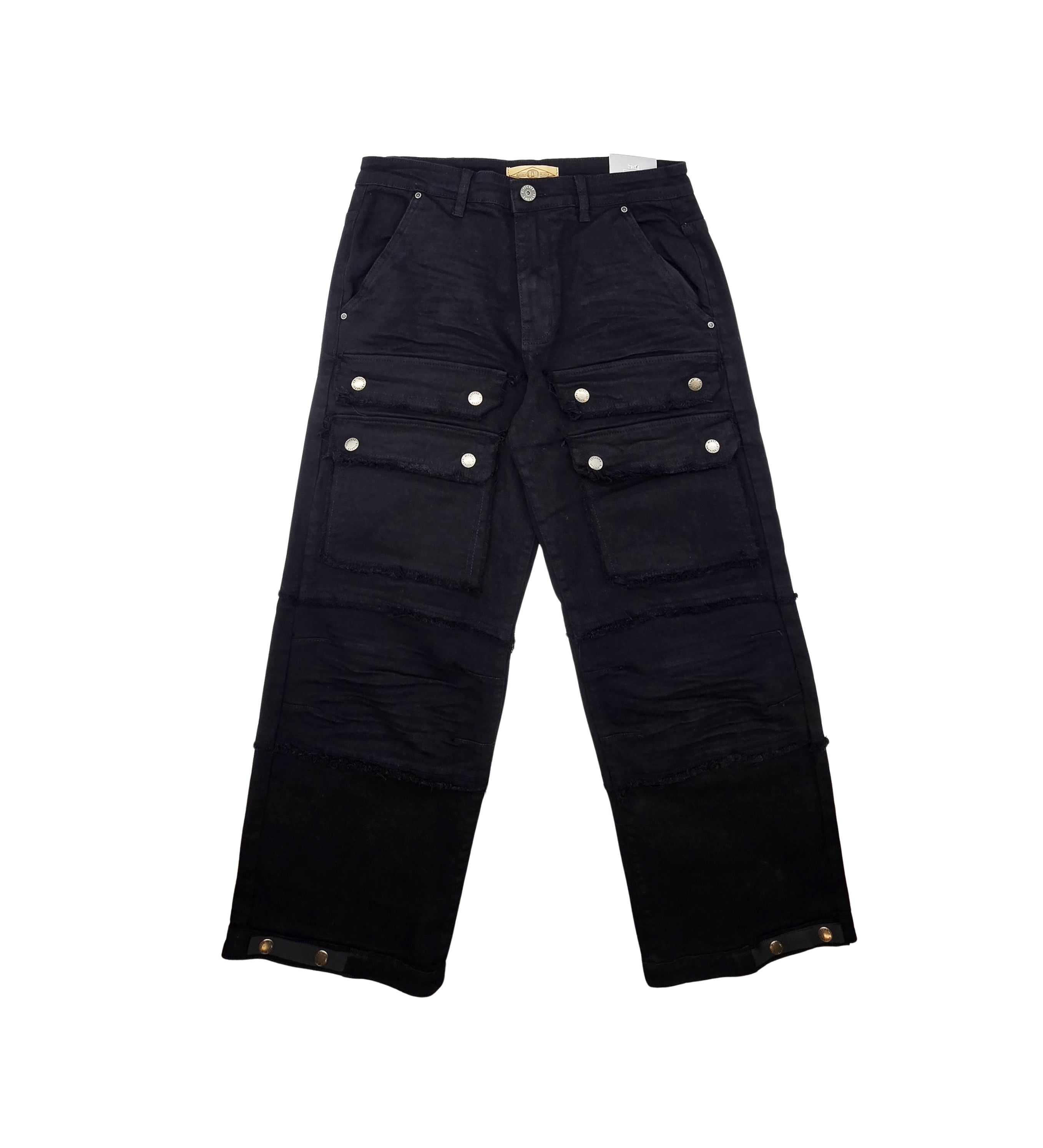 BLEECKER & MERCER MEN'S LOOSE FIT CARGO DENIM JEANS (JET BLACK)