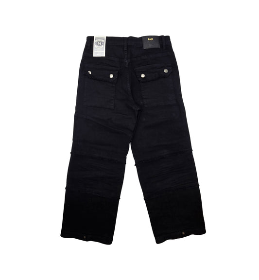 BLEECKER & MERCER MEN'S LOOSE FIT CARGO DENIM JEANS (JET BLACK)