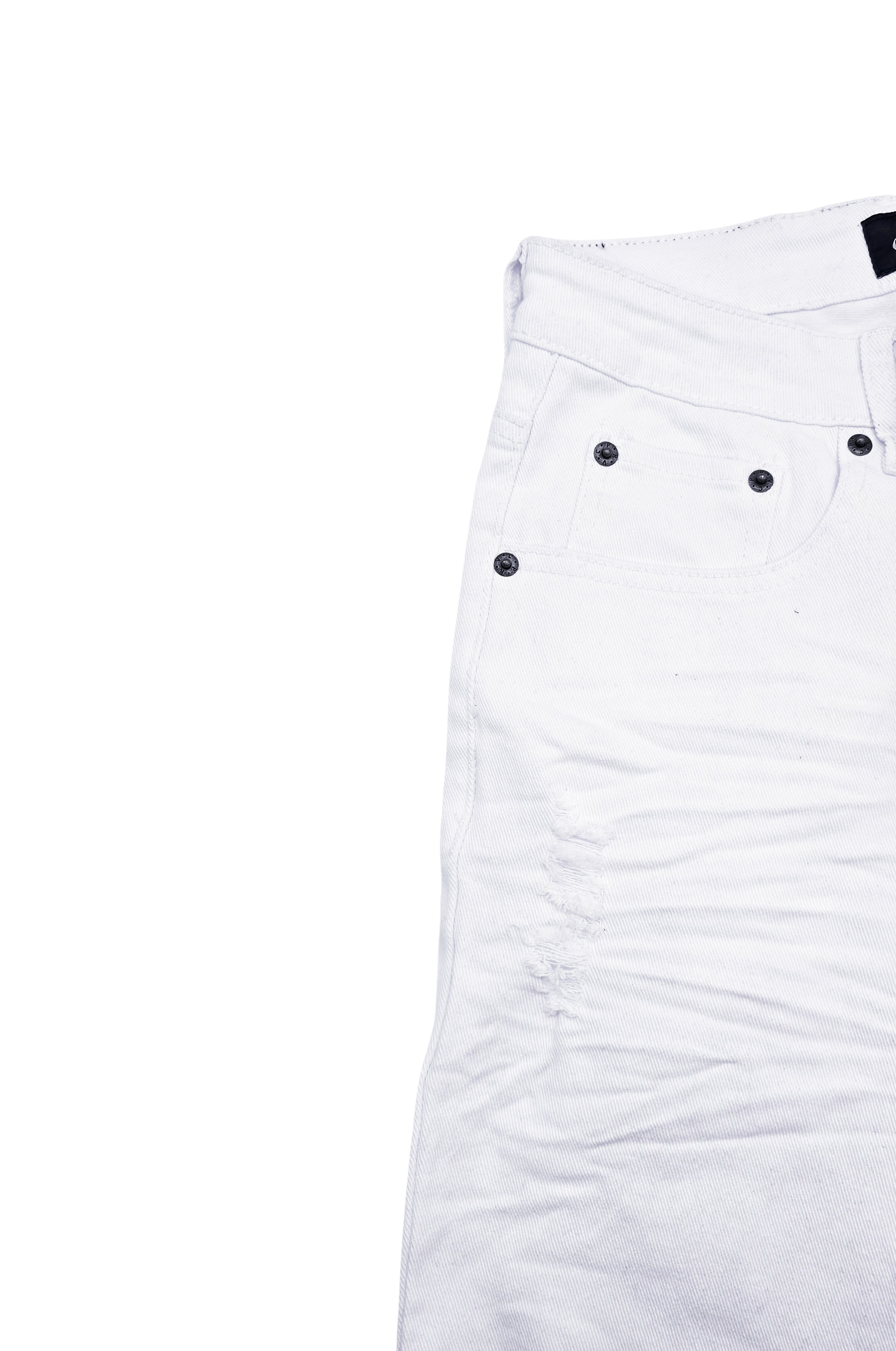 COPPER RIVET MEN'S DENIM REGULAR FIT FLARED RIPPED JEANS (WHITE)