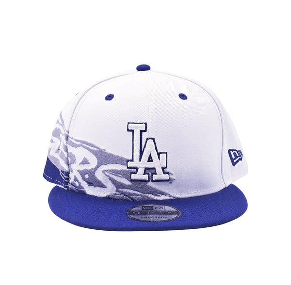 NEW ERA 9FIFTY MLB LOS ANGELES DODGERS SILVER SCIRPT DESIGN WHITE/ROYAL BLUE SNAPBACK HAT