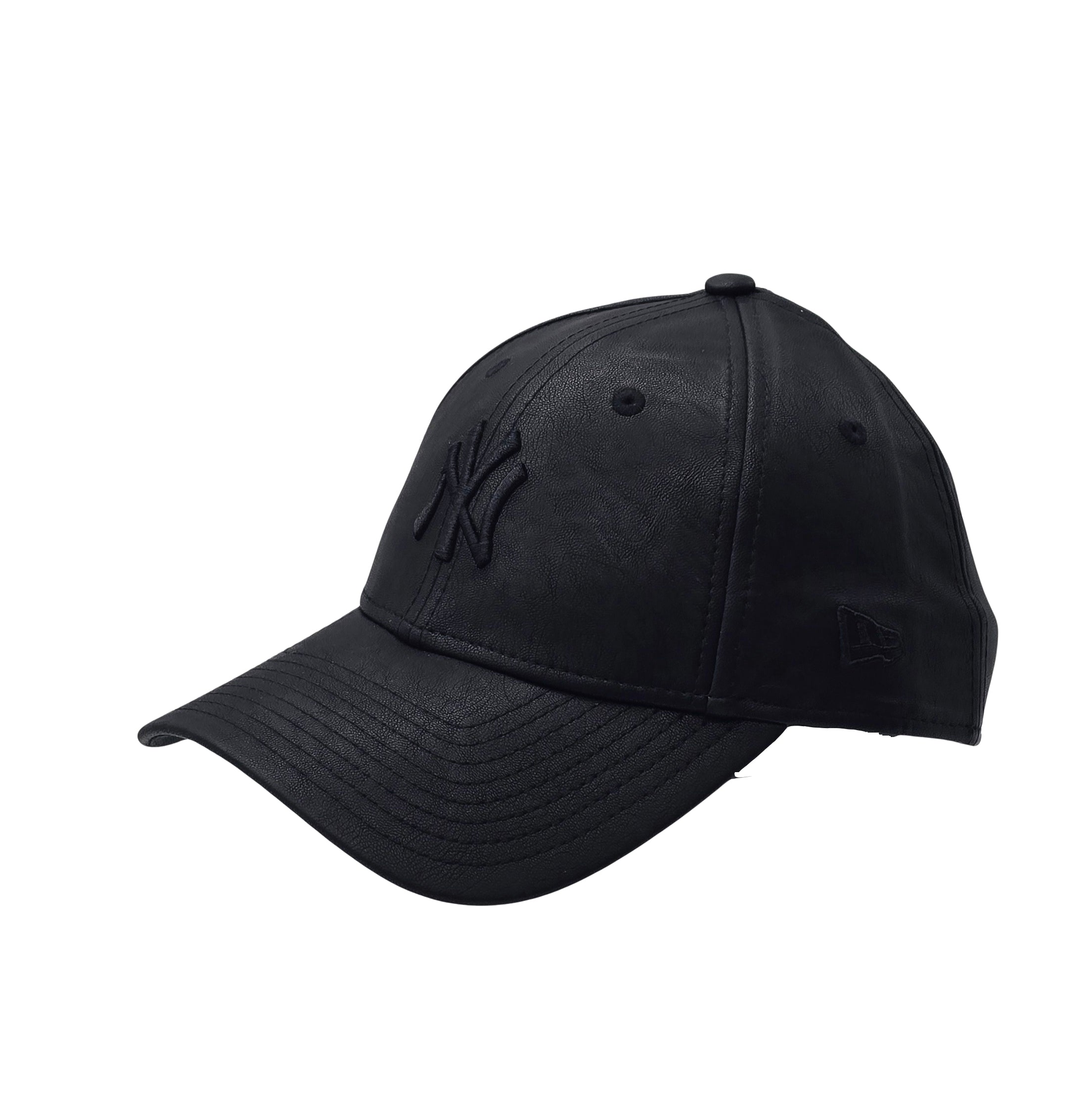 NEW ERA MLB NEW YORK YANKEES PU LEATHER BLACK ADJUSTABLE STRAPBACK CAP