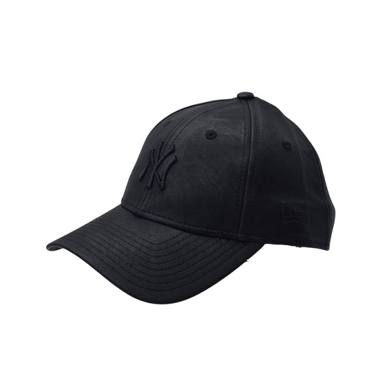 NEW ERA MLB NEW YORK YANKEES PU LEATHER BLACK ADJUSTABLE STRAPBACK CAP