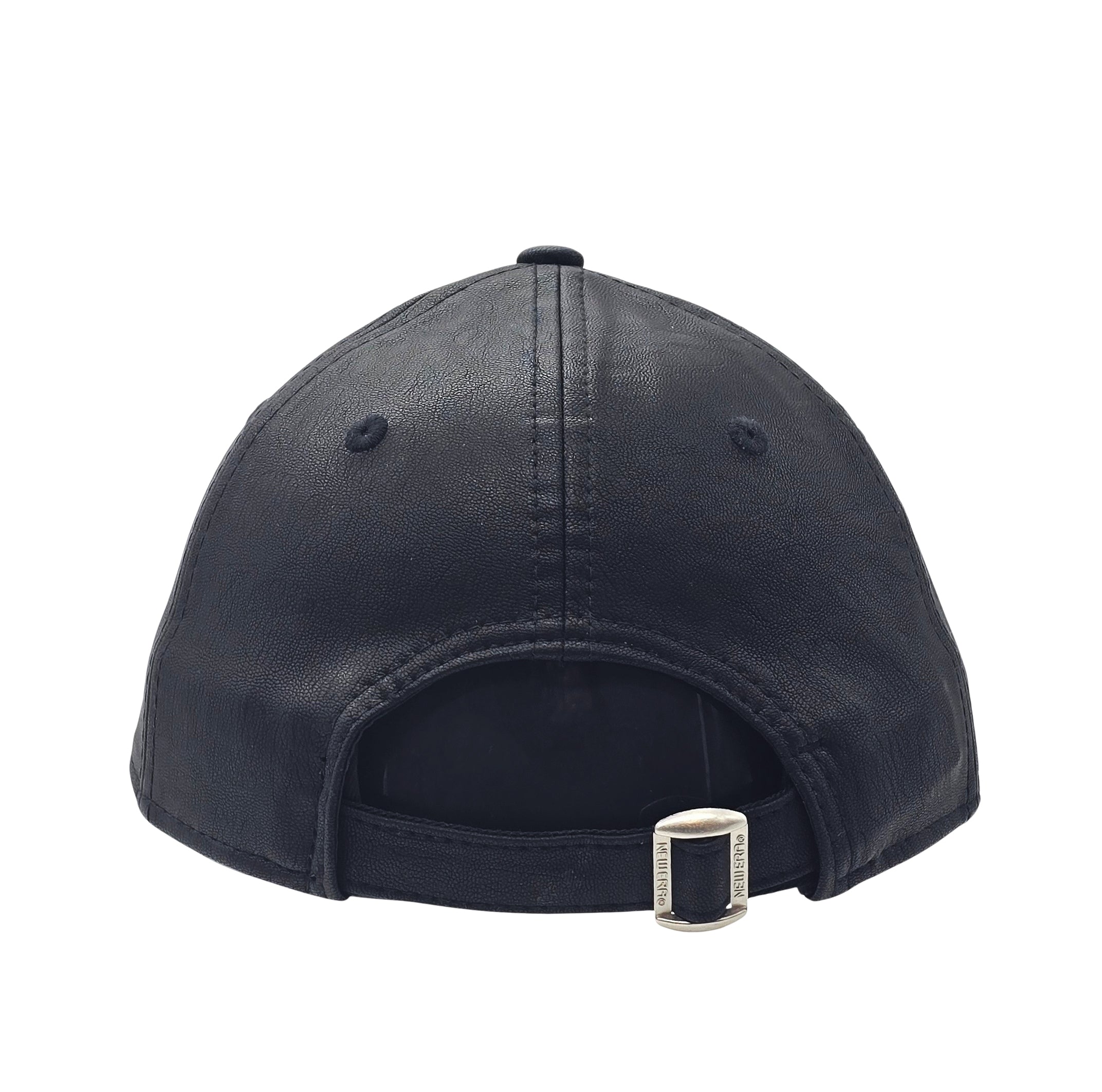 NEW ERA MLB NEW YORK YANKEES PU LEATHER BLACK ADJUSTABLE STRAPBACK CAP