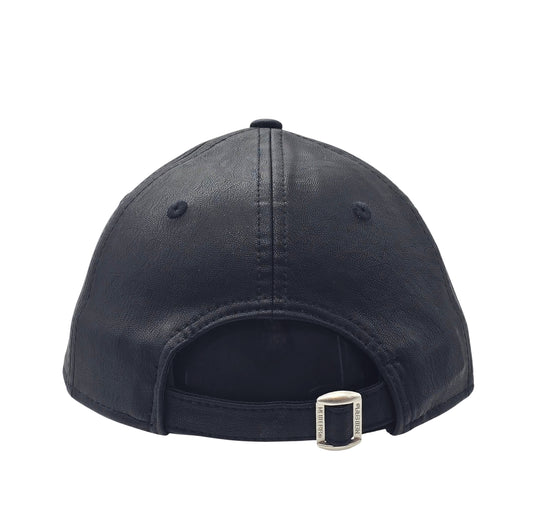 NEW ERA MLB NEW YORK YANKEES PU LEATHER BLACK ADJUSTABLE STRAPBACK CAP