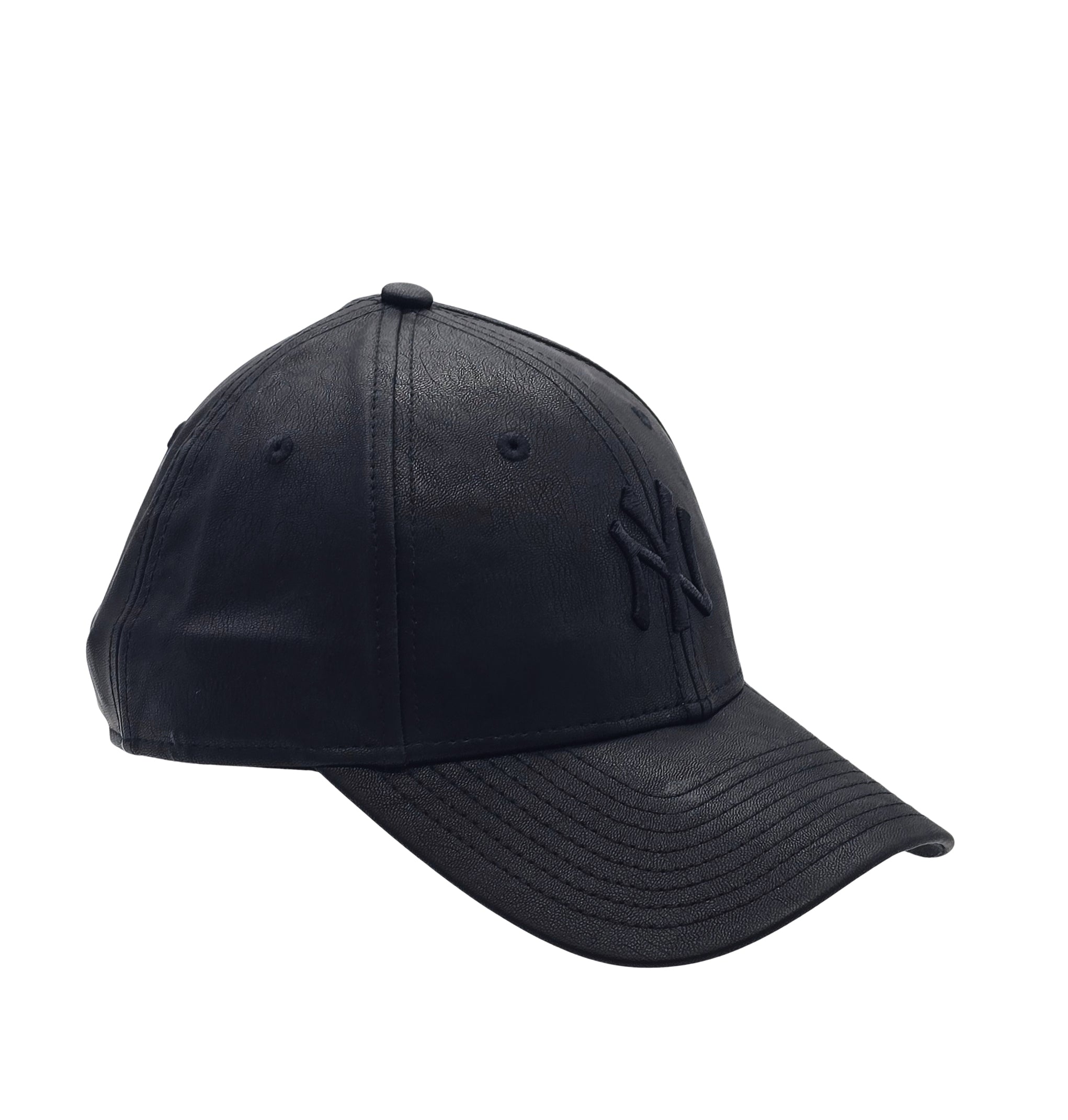 NEW ERA MLB NEW YORK YANKEES PU LEATHER BLACK ADJUSTABLE STRAPBACK CAP