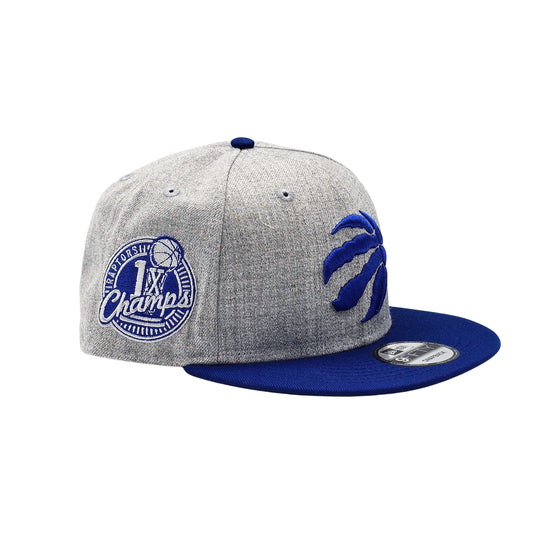 NEW ERA 9FIFTY NBA TORONTO RAPTORS 1X CHAMPS HEATHER GREY ROYAL SNAPBACK HAT