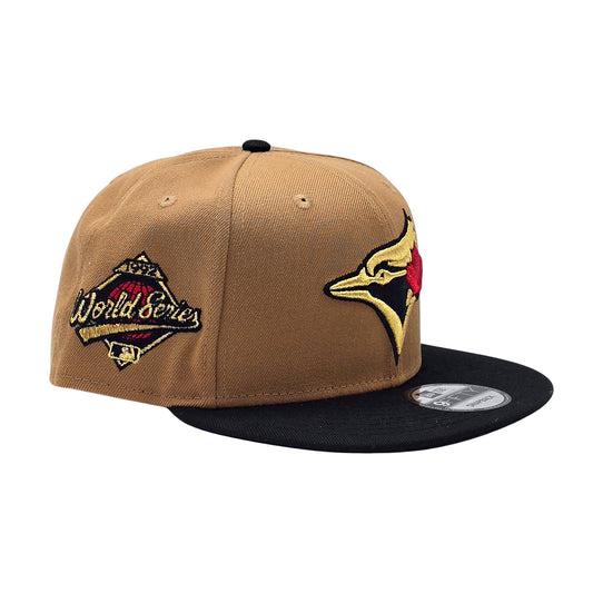 NEW ERA 9FIFTY MLB 1992 WORLD SERIES TORONTO BLUE JAYS LIGHT BRONZE & BLACK SNAPBACK HAT