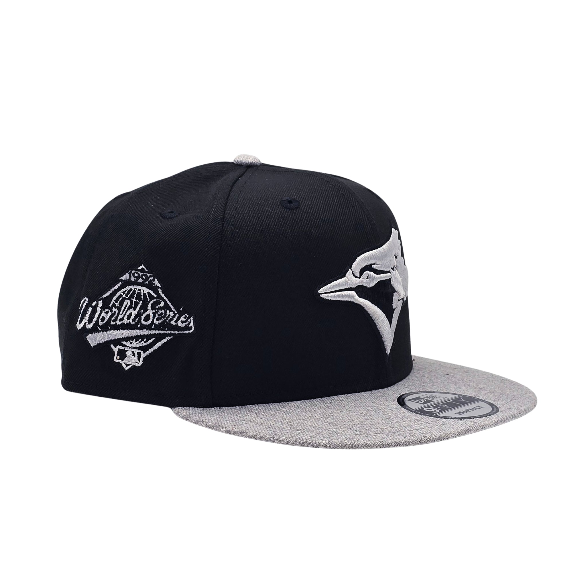 NEW ERA 9FIFTY WORLD SERIES 1992 MLB TORONTO BLUE JAYS BLACK & HEATHER GREY SNAPBACK HAT