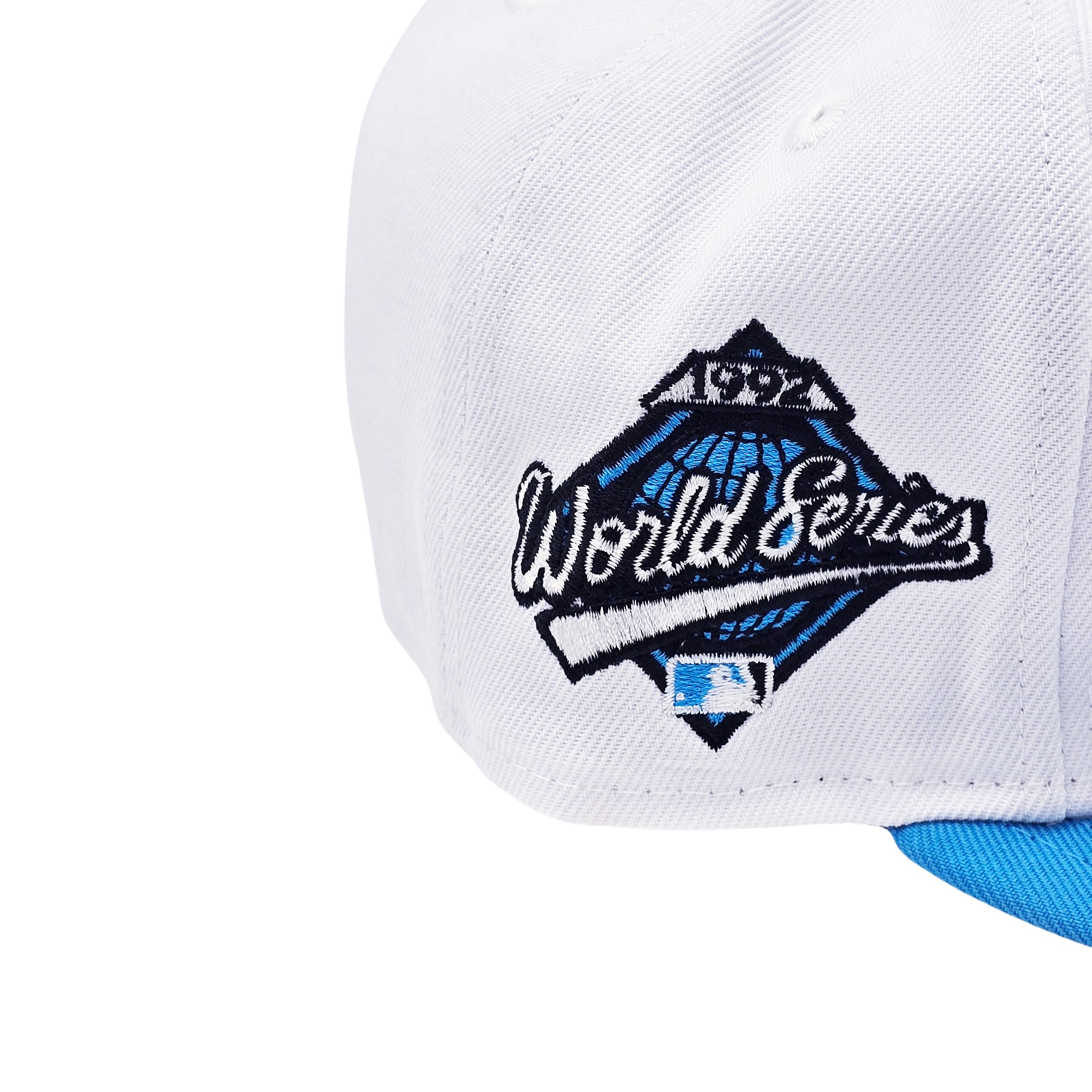 NEW ERA 9FIFTY MLB 1992 WORLD SERIES TORONTO BLUE JAYS WHITE & AQUA BLUE SNAPBACK HAT