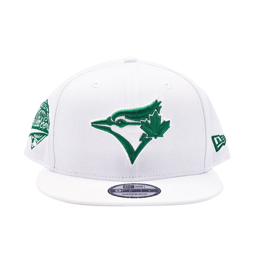 NEW ERA 9FIFTY MLB 1992 WORLD SERIES TORONTO BLUE JAYS WHITE & SHAMROCK GREEN SNAPBACK HAT
