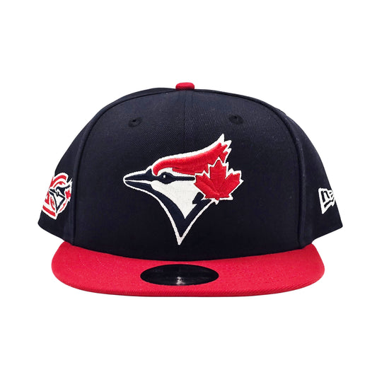 NEW ERA 9FIFTY MLB TORONTO BLUE JAYS 20TH ANNIVERSARY NAVY BLUE & SCARLET RED SNAPBACK HAT