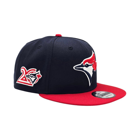 NEW ERA 9FIFTY MLB TORONTO BLUE JAYS 20TH ANNIVERSARY NAVY BLUE & SCARLET RED SNAPBACK HAT