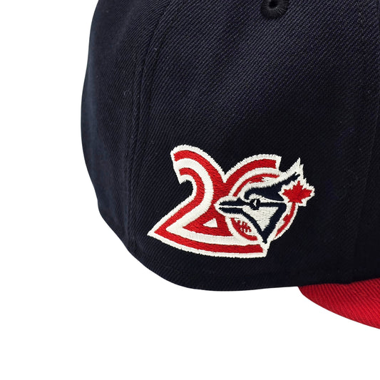NEW ERA 9FIFTY MLB TORONTO BLUE JAYS 20TH ANNIVERSARY NAVY BLUE & SCARLET RED SNAPBACK HAT