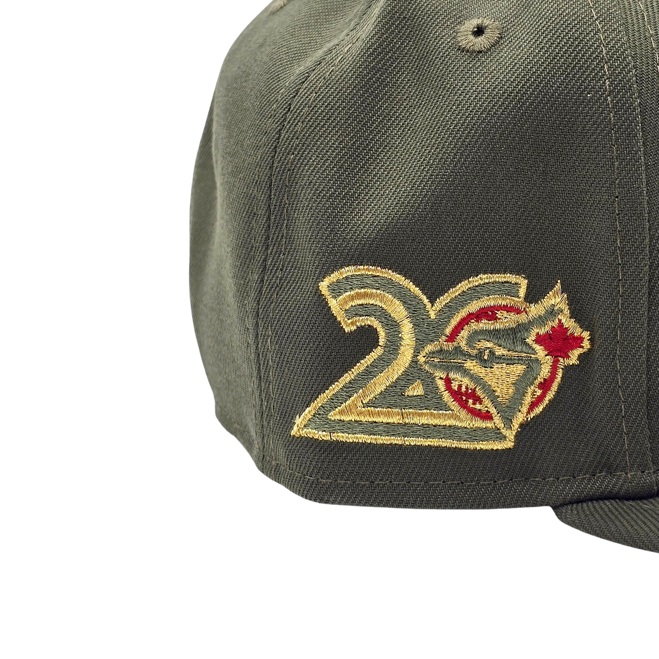 NEW ERA 9FIFTY MLB TORONTO BLUE JAYS 20TH ANNIVERSARY OLIVE GREEN & GOLD SNAPBACK HAT