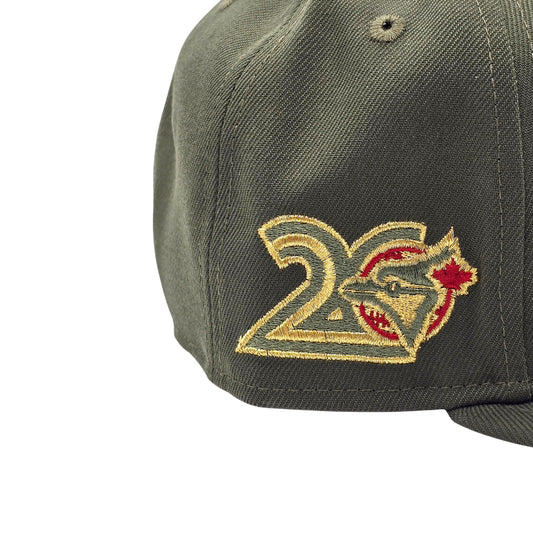 NEW ERA 9FIFTY MLB TORONTO BLUE JAYS 20TH ANNIVERSARY OLIVE GREEN & GOLD SNAPBACK HAT
