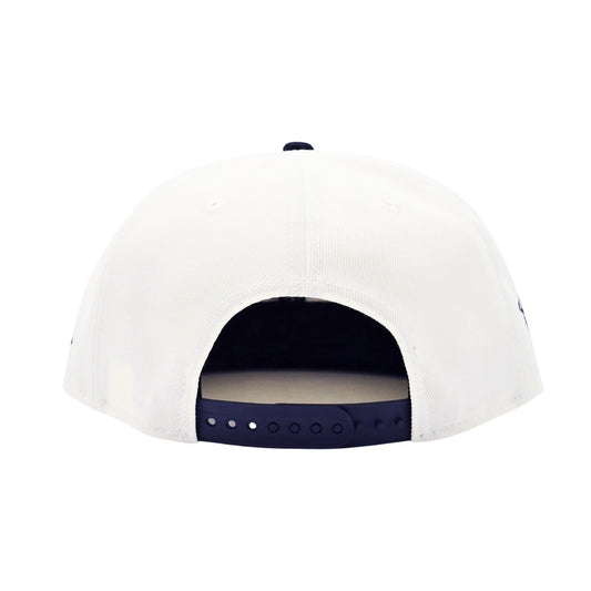 NEW ERA 9FIFTY MLB 1993 WORLD SERIES TORONTO BLUE JAYS OFF WHITE & CHROME NAVY SNAPBACK HAT