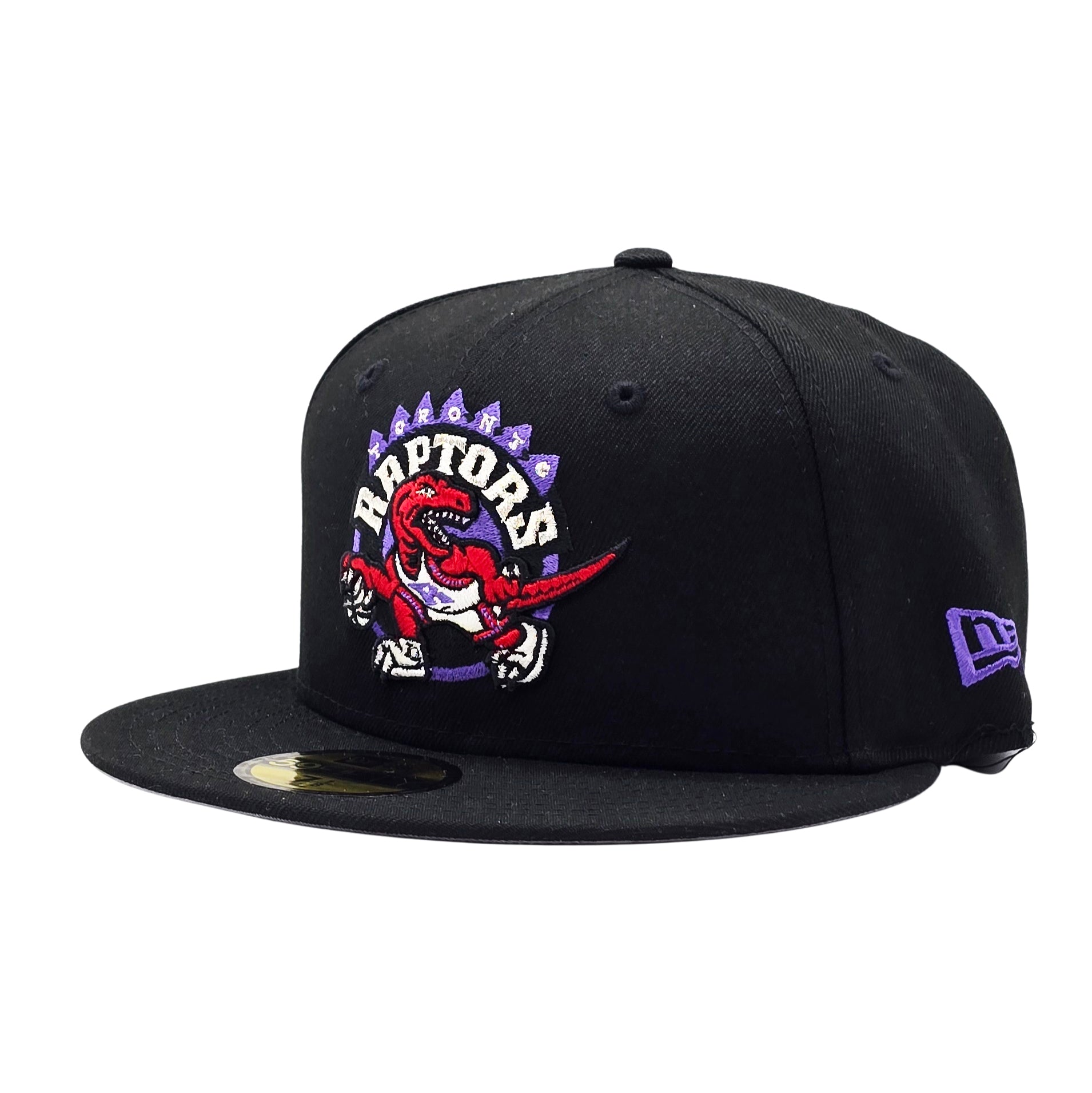 59FIFTY NEW ERA MEN'S NBA HARDWOOD CLASSICS TORONTO RAPTORS DINO LOGO BLACK FITTED HAT