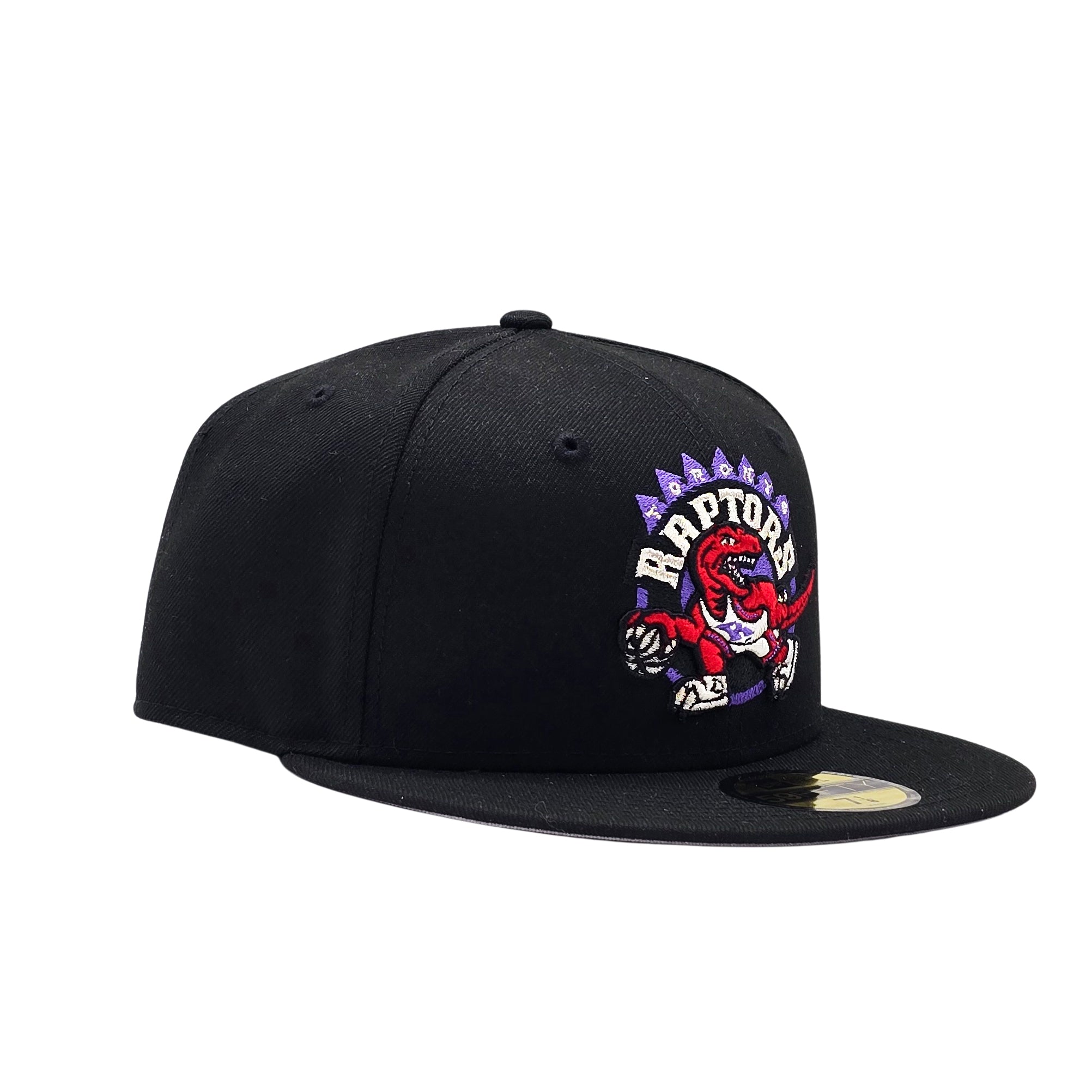59FIFTY NEW ERA MEN'S NBA HARDWOOD CLASSICS TORONTO RAPTORS DINO LOGO BLACK FITTED HAT