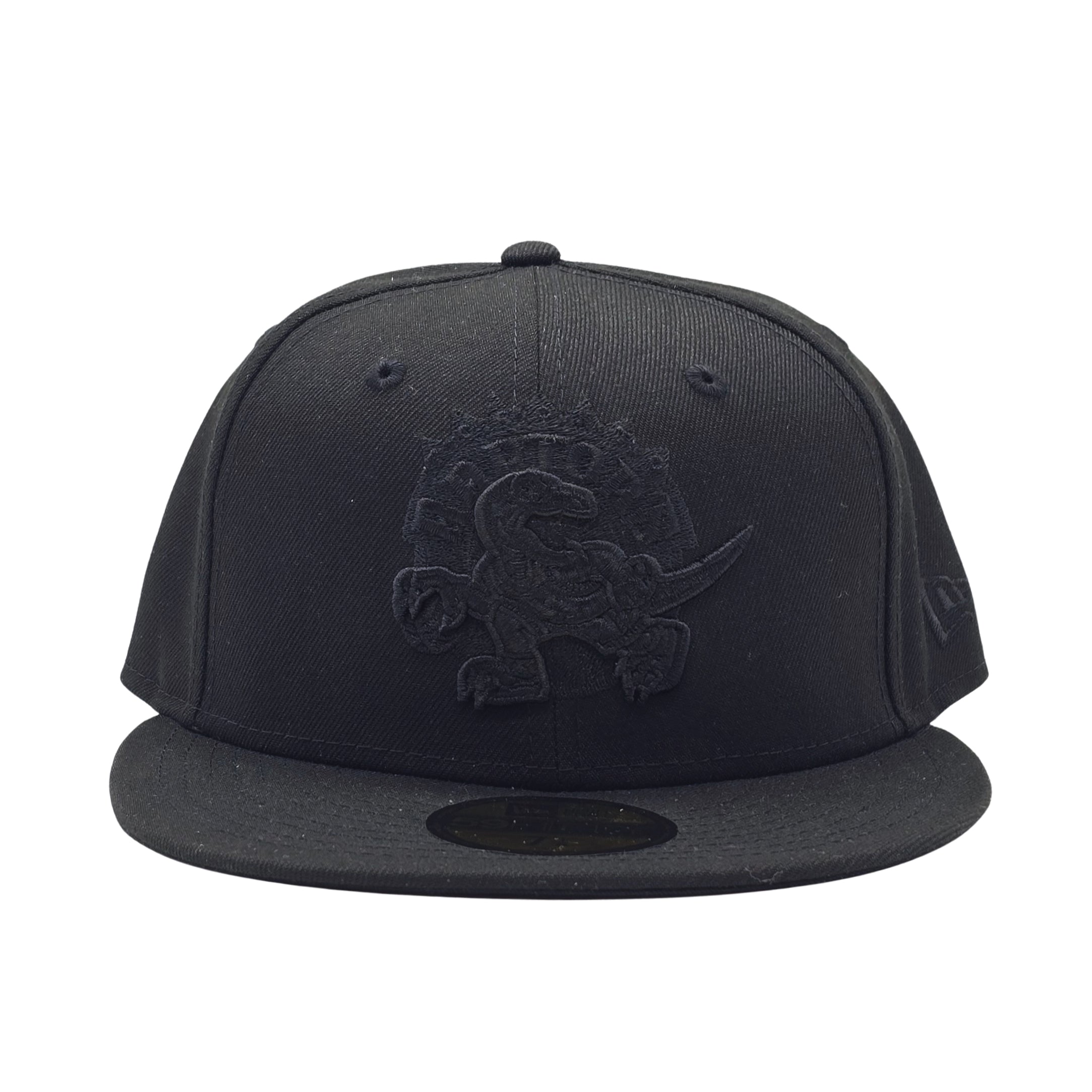 59FIFTY NEW ERA MEN'S NBA HARDWOOD CLASSICS TORONTO RAPTORS DINO LOGO ALL BLACK FITTED HAT