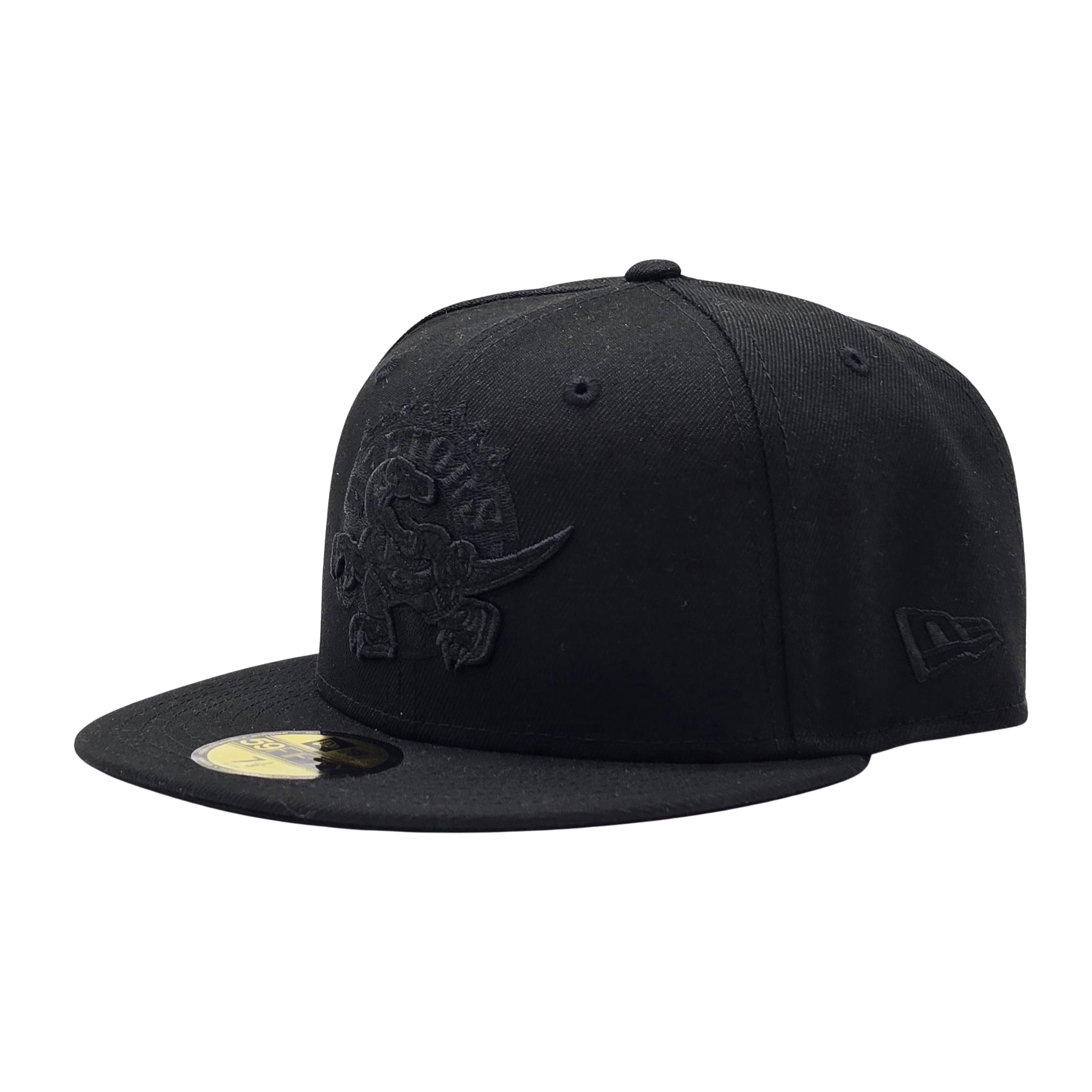 59FIFTY NEW ERA MEN'S NBA HARDWOOD CLASSICS TORONTO RAPTORS DINO LOGO ALL BLACK FITTED HAT