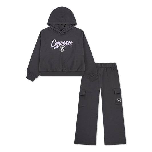 CONVERSE TODDLER KIDS HOODIE AND JOGGER CHARCOAL GREY 2-PIECE SET (SIZES 2T-4T)