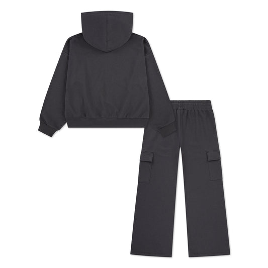 CONVERSE TODDLER KIDS HOODIE AND JOGGER CHARCOAL GREY 2-PIECE SET (SIZES 2T-4T)