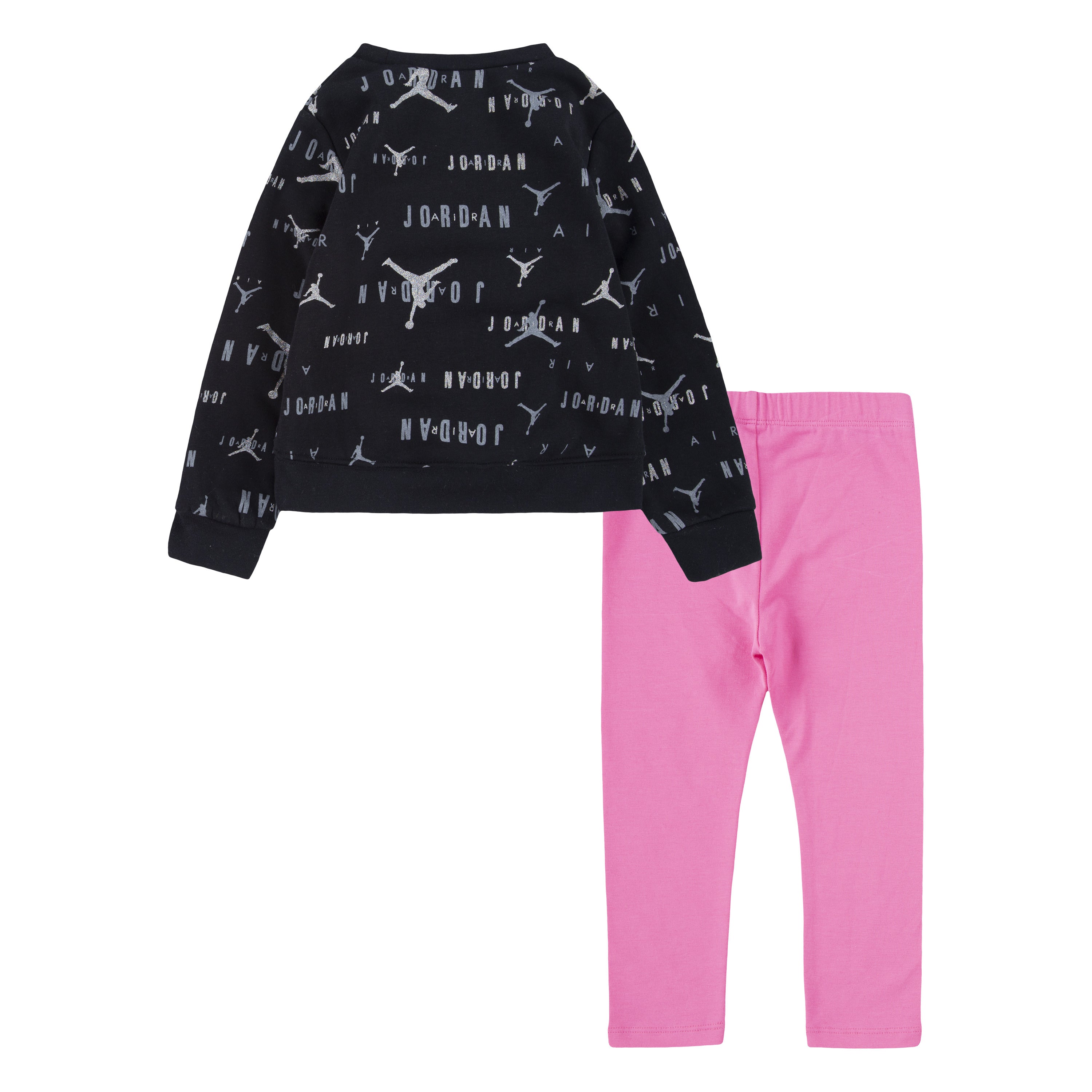 JORDAN TODDLER GIRLS' SHINE CREWNECK & LEGGING SET (BLACK/PINK SIZE 12M-4T)