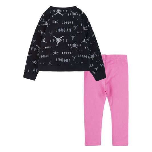 JORDAN TODDLER GIRLS' SHINE CREWNECK & LEGGING SET (BLACK/PINK SIZE 12M-4T)