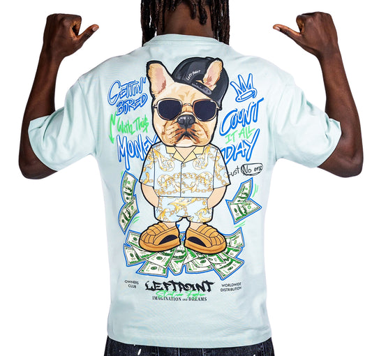 LEFT POINT MEN'S DOG IMAGINATION CHENILLE PRINT T-SHIRT (MINT)