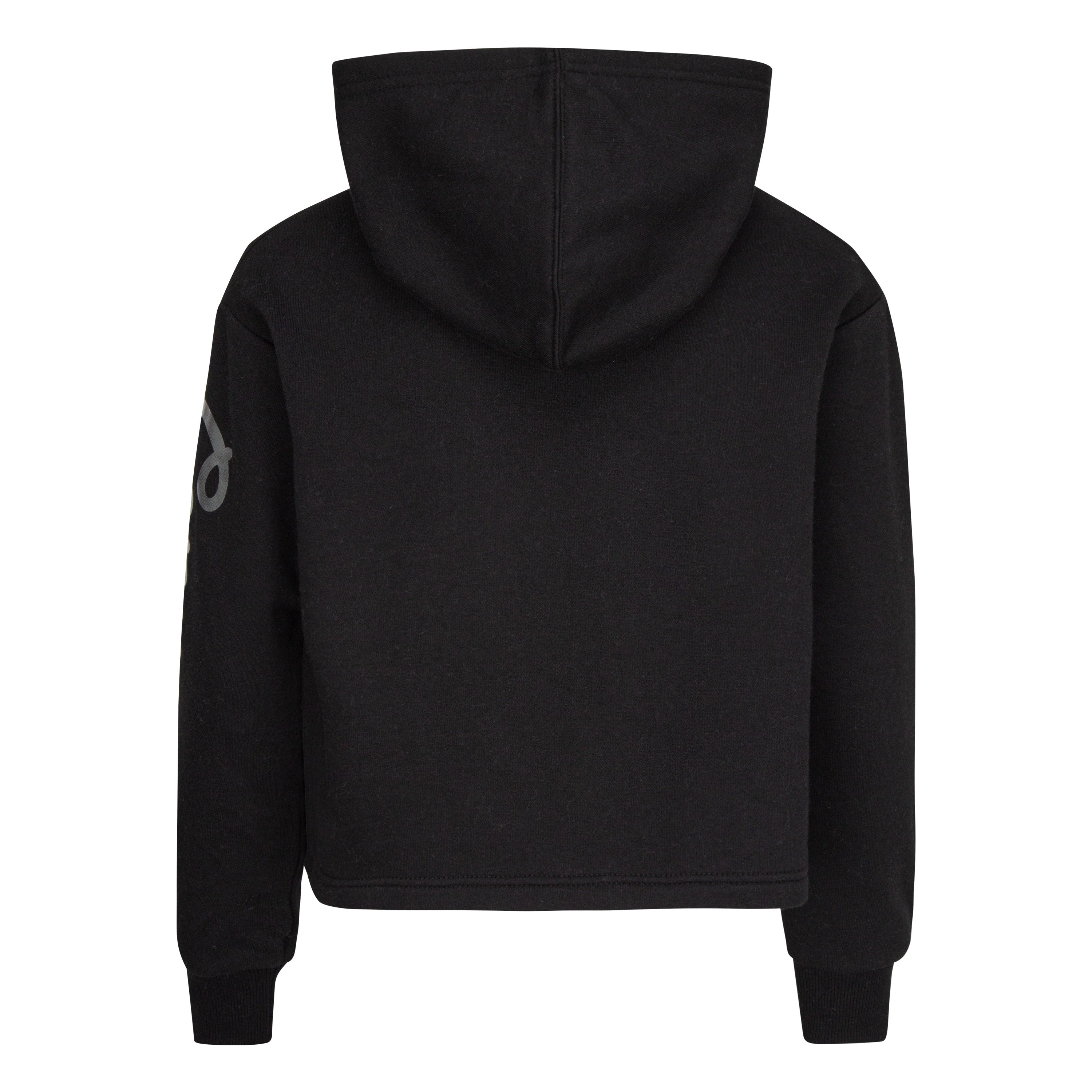 CONVERSE GIRLS' CROPPED FOIL BLACK PULLOVER HOODIE (SIZES 4-6X)