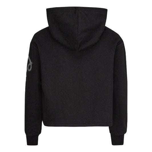 CONVERSE GIRLS' CROPPED FOIL BLACK PULLOVER HOODIE (SIZES 4-6X)