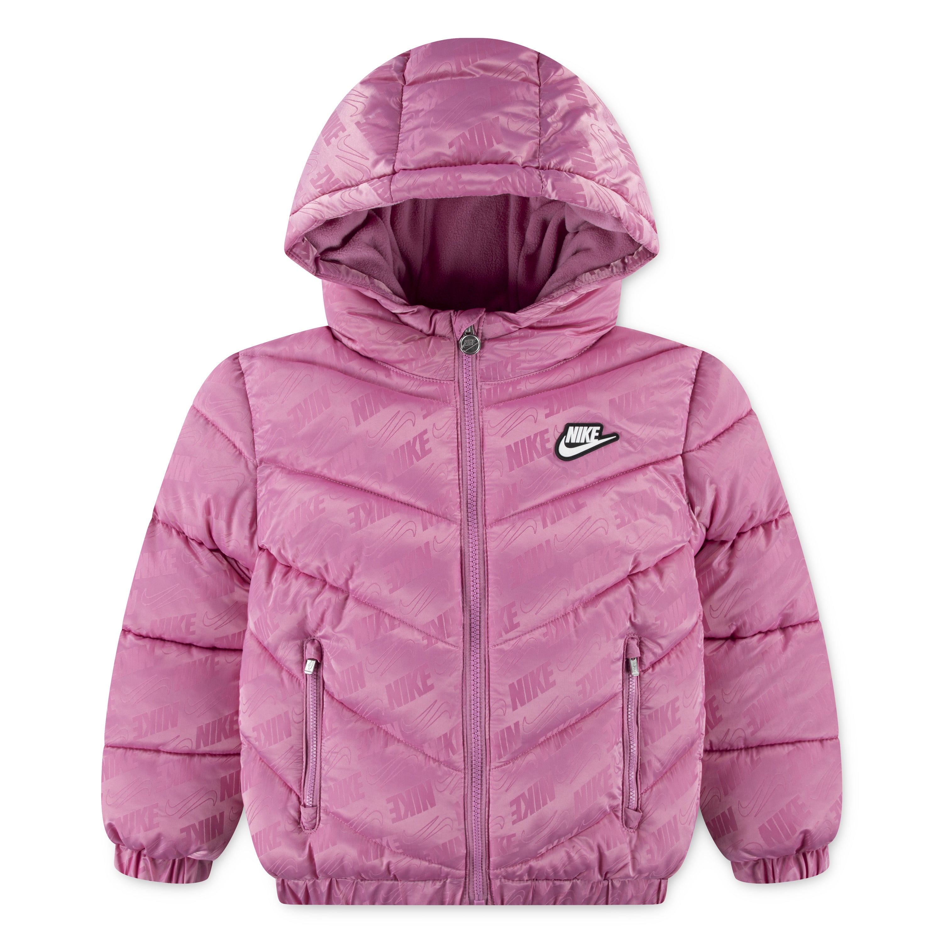 NIKE GIRLS JACQUARD PINK PUFFER JACKET (SIZE 4-6X)