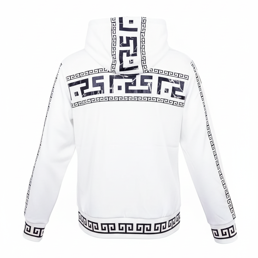 MEN'S EMBROIDERED ZIPPER HOODIE (WHITE)